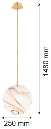 Argon 8447 - Luster na lanku ALMIROS 1xE27/15W/230V pr. 25 cm alabaster zlatá