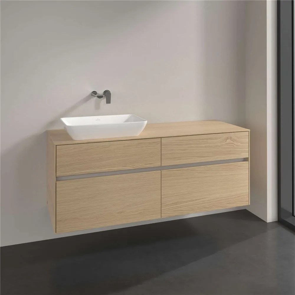 VILLEROY &amp; BOCH Collaro závesná skrinka pod umývadlo na dosku (umývadlo vľavo), 4 zásuvky, 1400 x 500 x 548 mm, Nordic Oak, C11700VJ