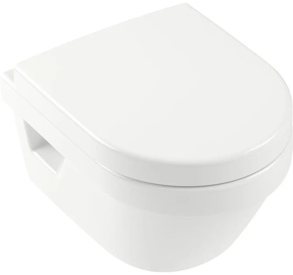 VILLEROY &amp; BOCH Architectura Compact závesné WC s hlbokým splachovaním bez vnútorného okraja, 350 x 480 mm, biela alpská, s povrchom AntiBac a CeramicPlus, 4687R0T2