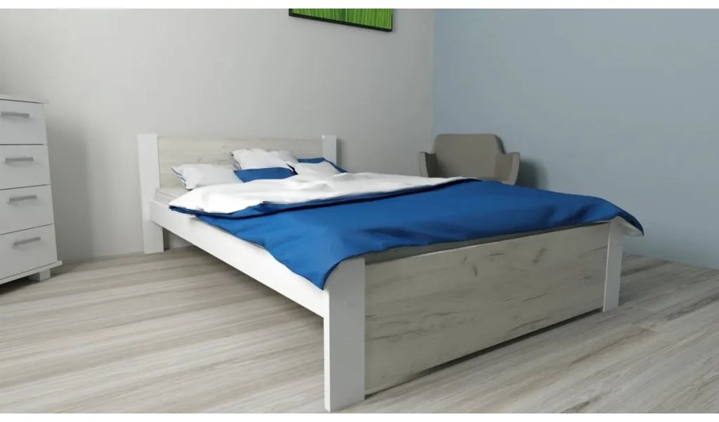 ComfortMatrace Zvýhodnený set; MATRACE+Posteľ z masívu borovice LUNA+rošt ZADARMO Rozměr: 160x200 cm, Barva: dub artisan / biela, Model matrace: GOLTEX 15cm 2ks 80x200cm