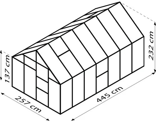 Skleník Vitavia Meridian 1 11500 polykarbonát 6 mm 257x445 cm hliník