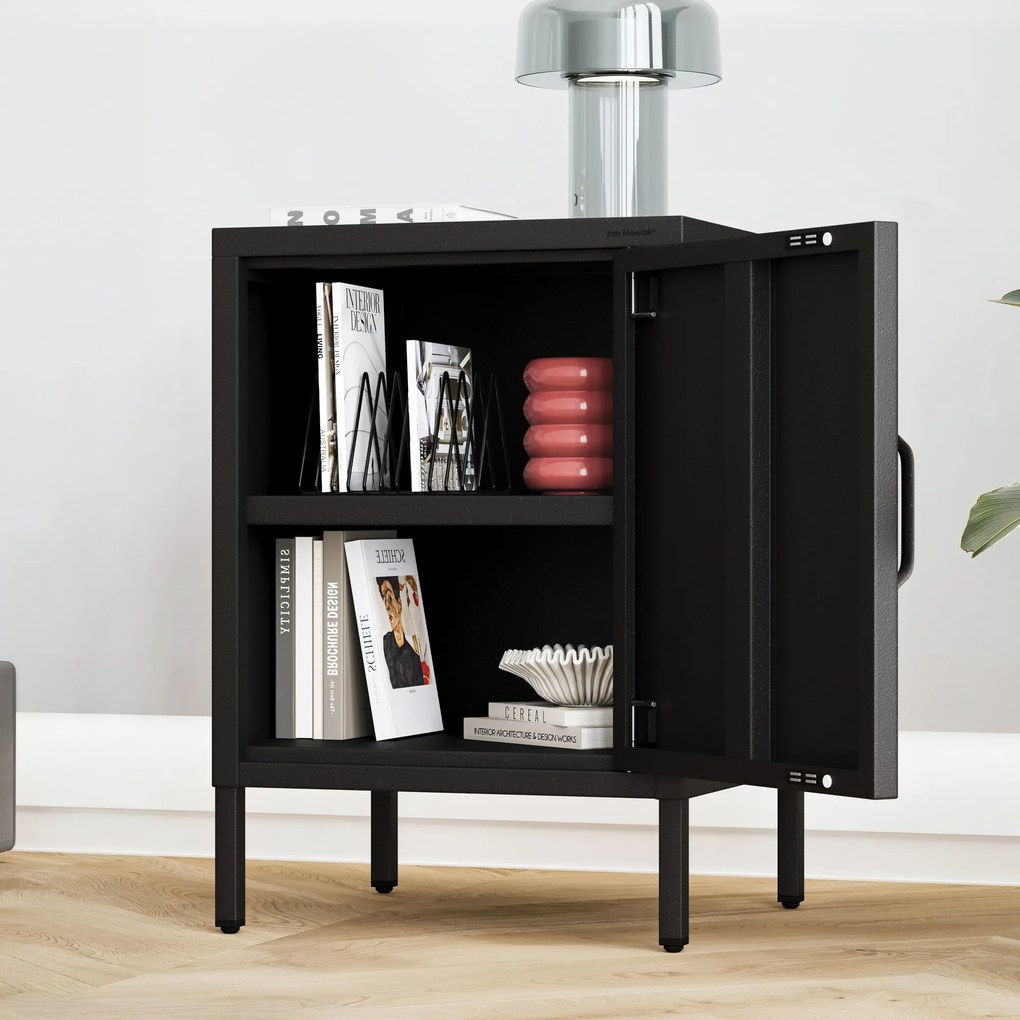 Čierny nočný stolík kovový MIA Modern 424 x 595 x 400 mm