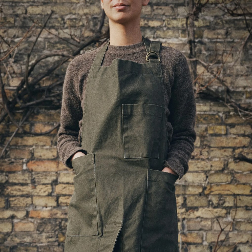 ferm LIVING Záhradná zástera z organickej bavlny Bark Olive
