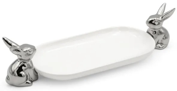 Dekoratívny podnos EASTER 158 biely / strieborný
