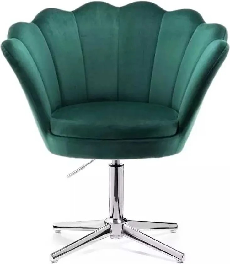 LuxuryForm DESIGN Kreslo FREY VELUR na striebornom kríži - zelené