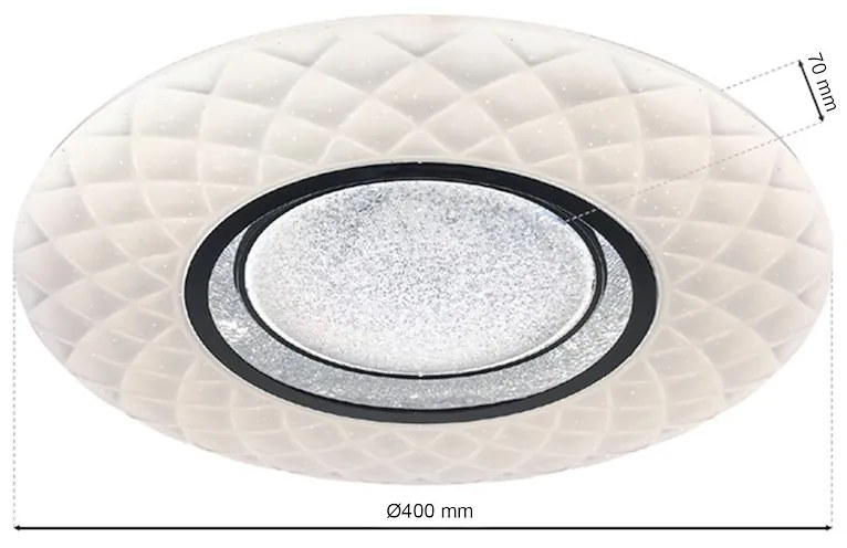 Stropné LED svietidlo Tokyo, 1x LED 24w, 3000-6000k, w/ch, s ovládačom