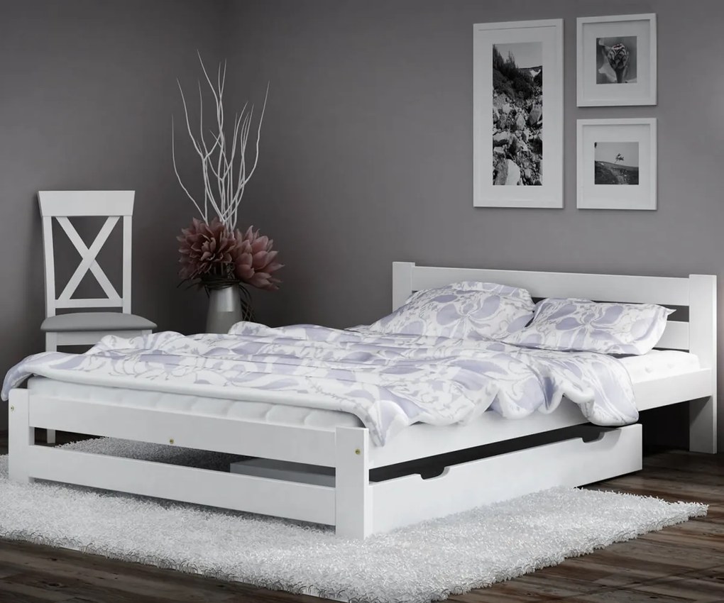 AMI nábytok Postel borovice Eureka VitBed 140x200cm masiv bílá