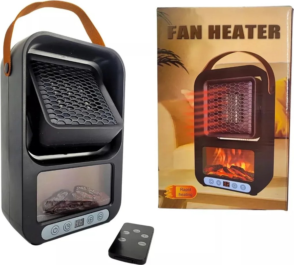 Teplovzdušný ventilátor s imitáciou ohňa a diaľkovým ovládačom