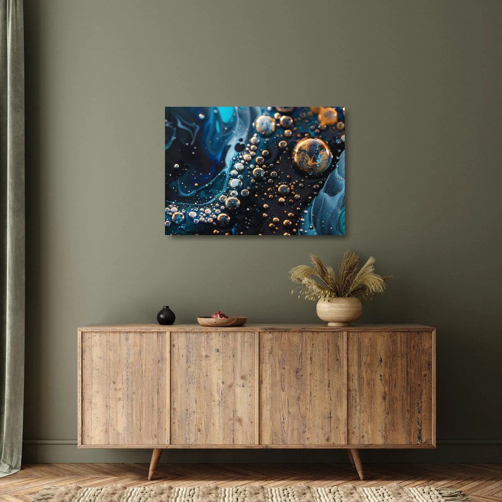 Sklenený obraz - Atramentové kvapky (70x50 cm)