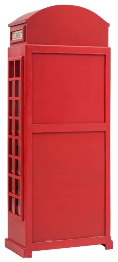 furniture-nabytek.cz - Masivní barová skříň „Telefonní budka“, lakovaná, červená – 78×44×200 cm