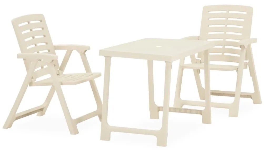 vidaXL 3-dielna skladacia bistro súprava plast biela