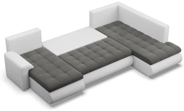 Sedacia súprava FORESTA v tvare U, pravá tmavosivá / biela