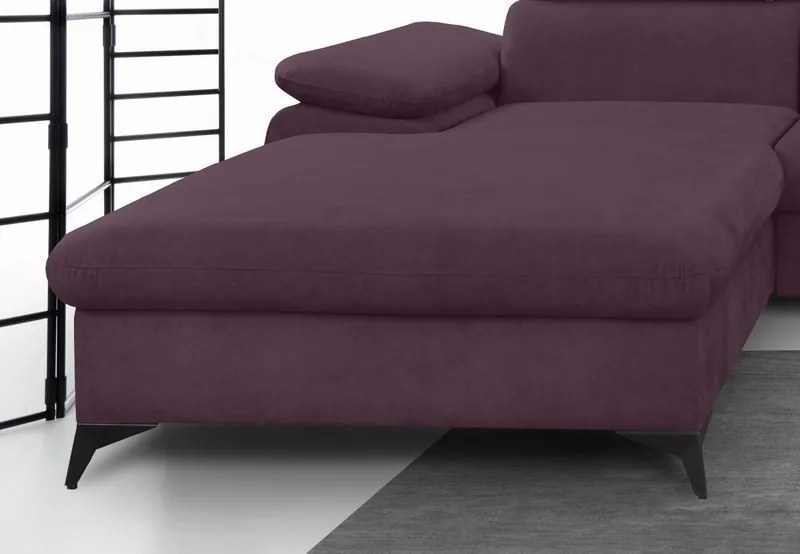 Rohová sedacia súprava Scala, hroznová ružovo-fialová látka, ľavý roh