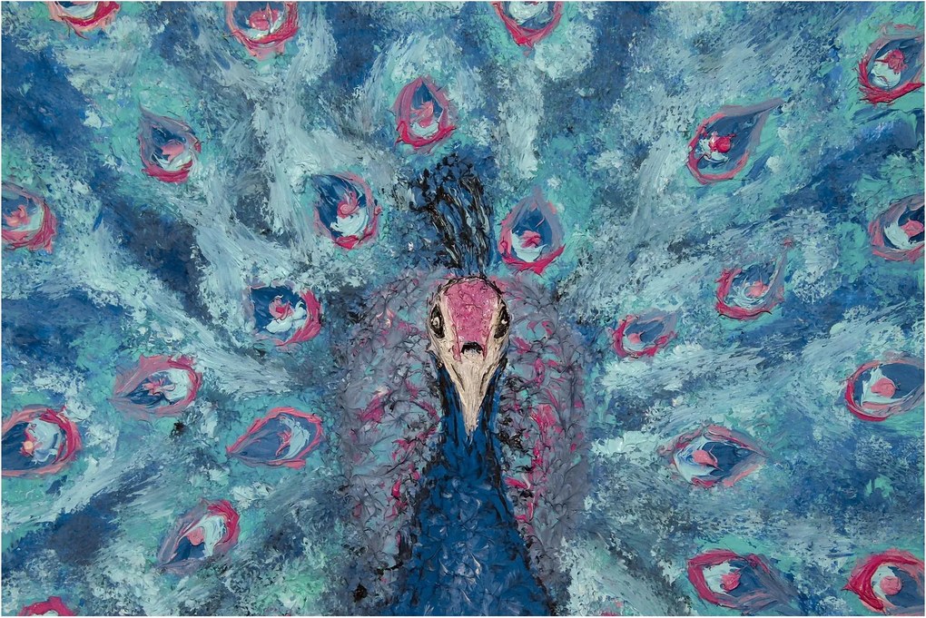Obraz maľovaného páva (90x60 cm)