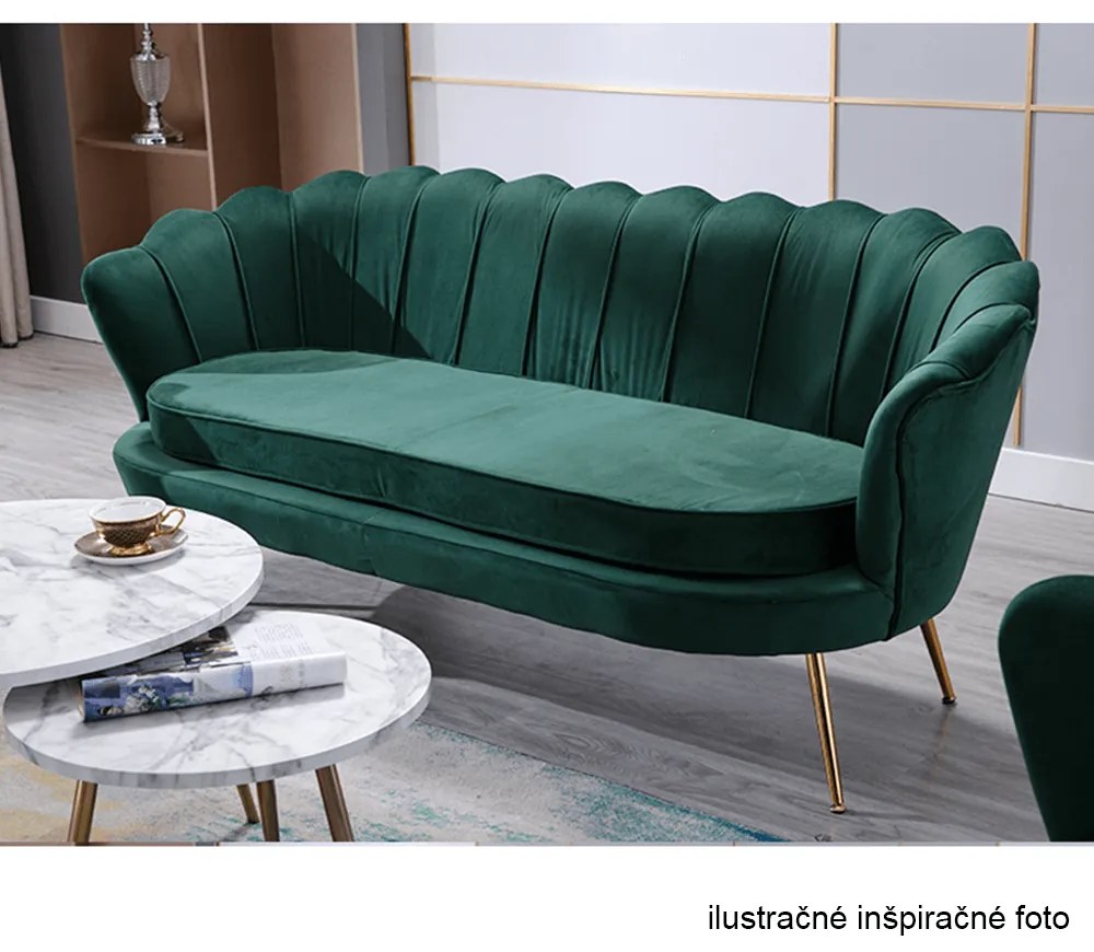 Lavica v štýle Art-deco, smaragdová Velvet látka/gold chróm-zlatý, NOBLIN
