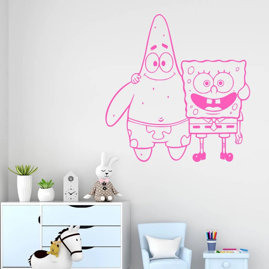Veselá Stena Samolepka SpongeBob a Patrick Farba: šedá, Veľkosť: 100 x 102 cm
