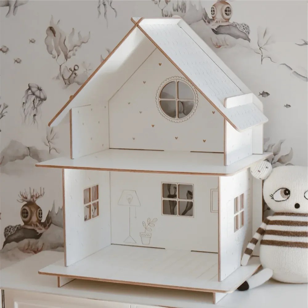 Detský drevený domček pre bábiky s nábytkom