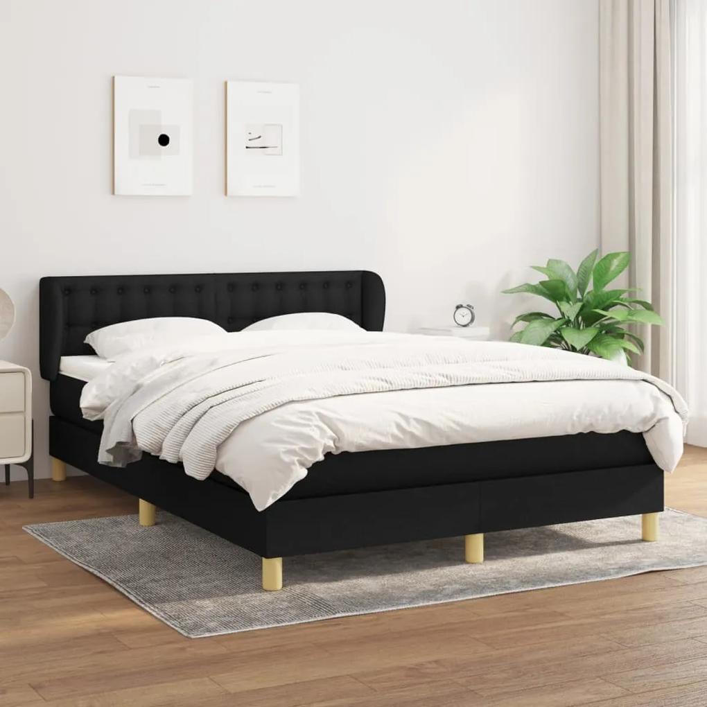 Boxspring posteľ s matracom čierny 140x190 cm látka 3127119