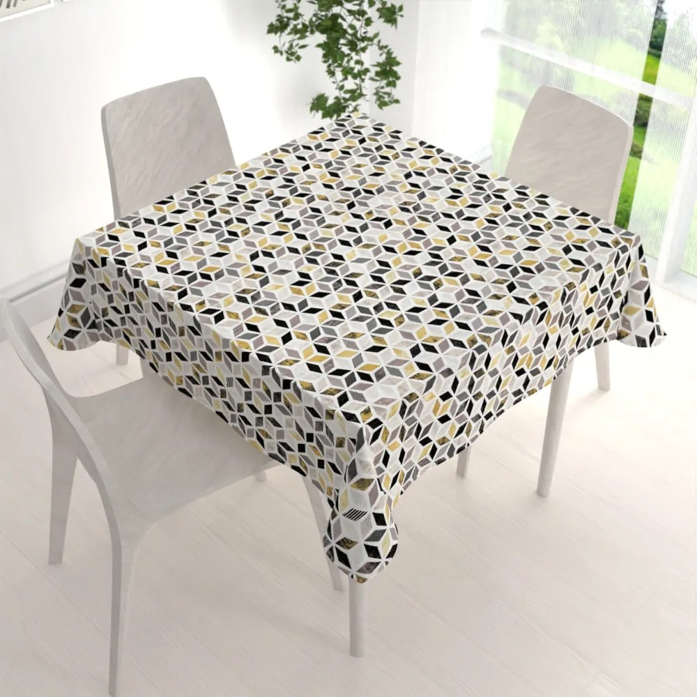 Biante Dekoračný štvorcový obrus Leona LN-065 Zlato-čierna mozaika 80x80 cm