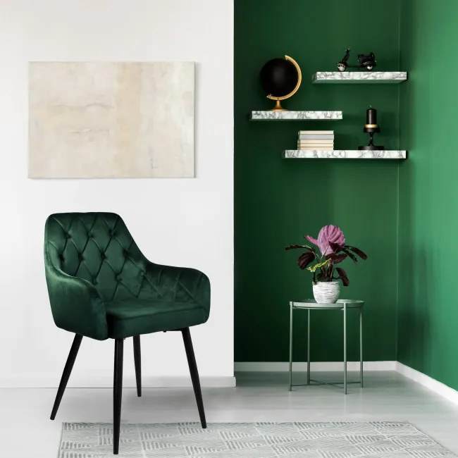 Jedálenská stolička ATLANTA zamatová, tmavozelená