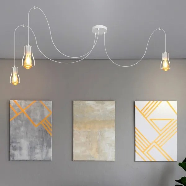 Luster na lanku TUBE 3xE27/15W/230V pavúk biela