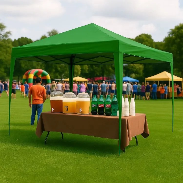 Záhradný pavilónový stan 3x3 m s automaticky rozťahovacou strechou zelená