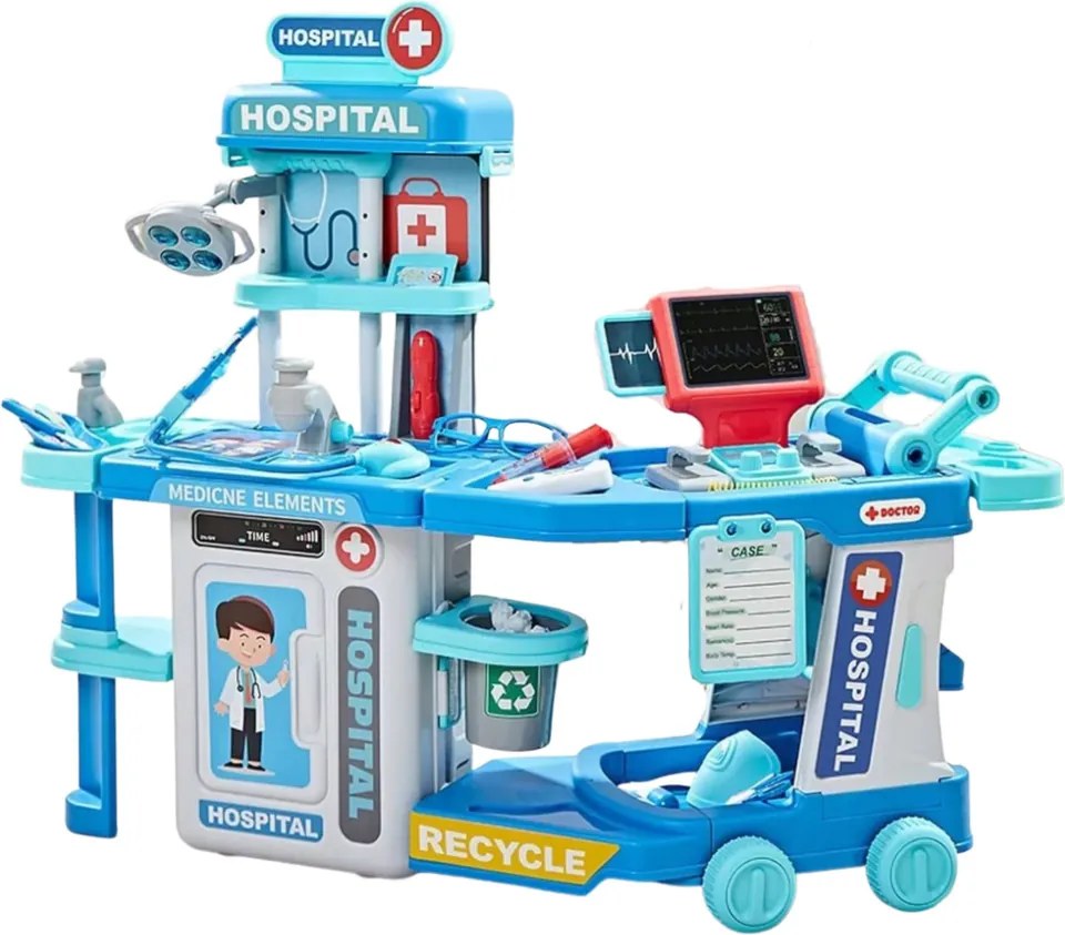 LEAN Toys Doktorská nemocničná súprava v kufríku 2v1 Svetlá Zvuky Zvuky Príslušenstvo