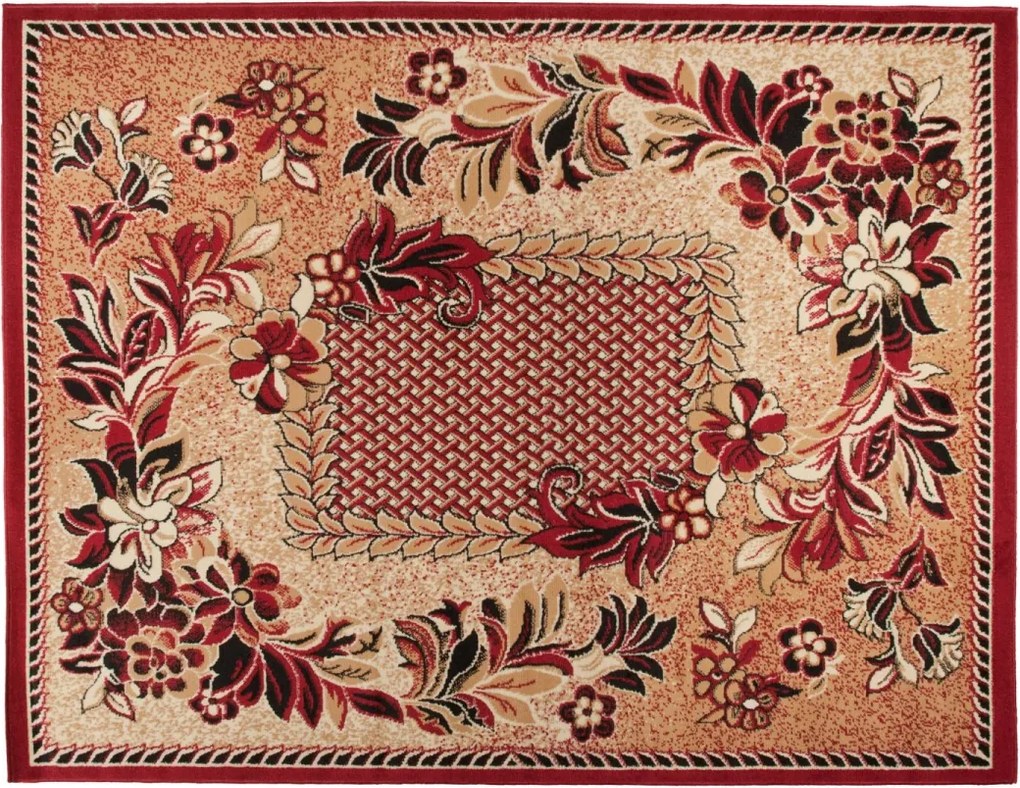 TA Koberec 7192B TMAVO BÉŽOVÁ ATLAS PP ČERVENÁ Rozmer: 180x250 cm