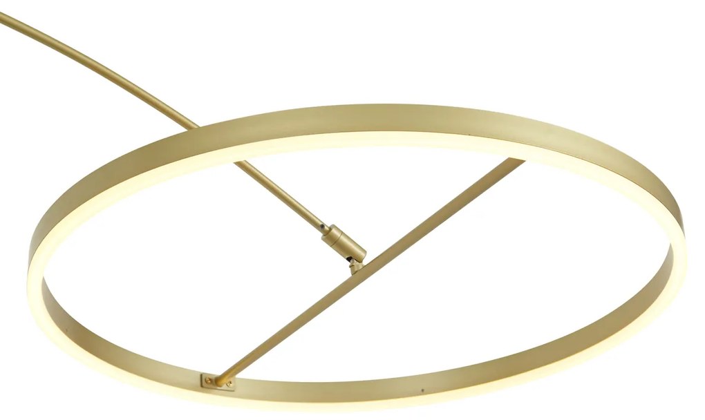 Dizajnová oblúková stojaca lampa zlatá vrátane LED s 3-stupňovým stmievaním - Anello