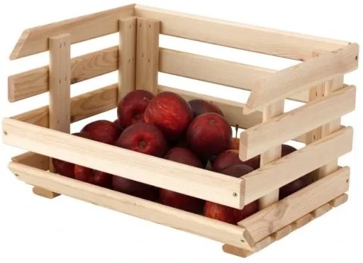 Čisté dřevo Drevená debnička, s predným výkrojom, stohovateľná, 37 x 28 x 21 cm