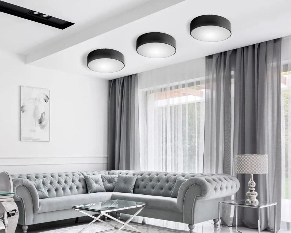 Toolight - Stropná lampa 50 cm okrúhla 5xE27 60W App644-4c, čierna, OSW-00092