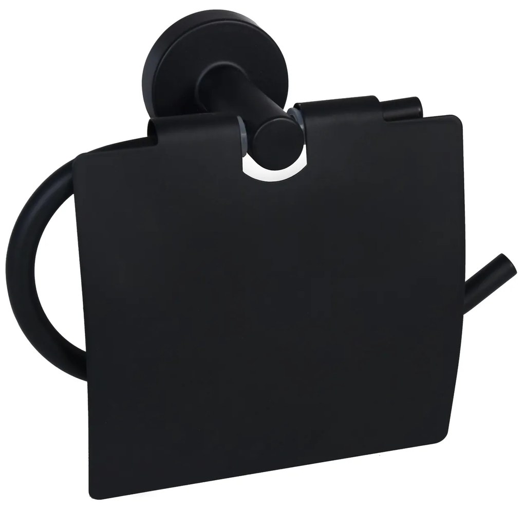 BISK Erga FOR YOU, držiak toaletného papiera s vekom, čierna matná, ERG-08256