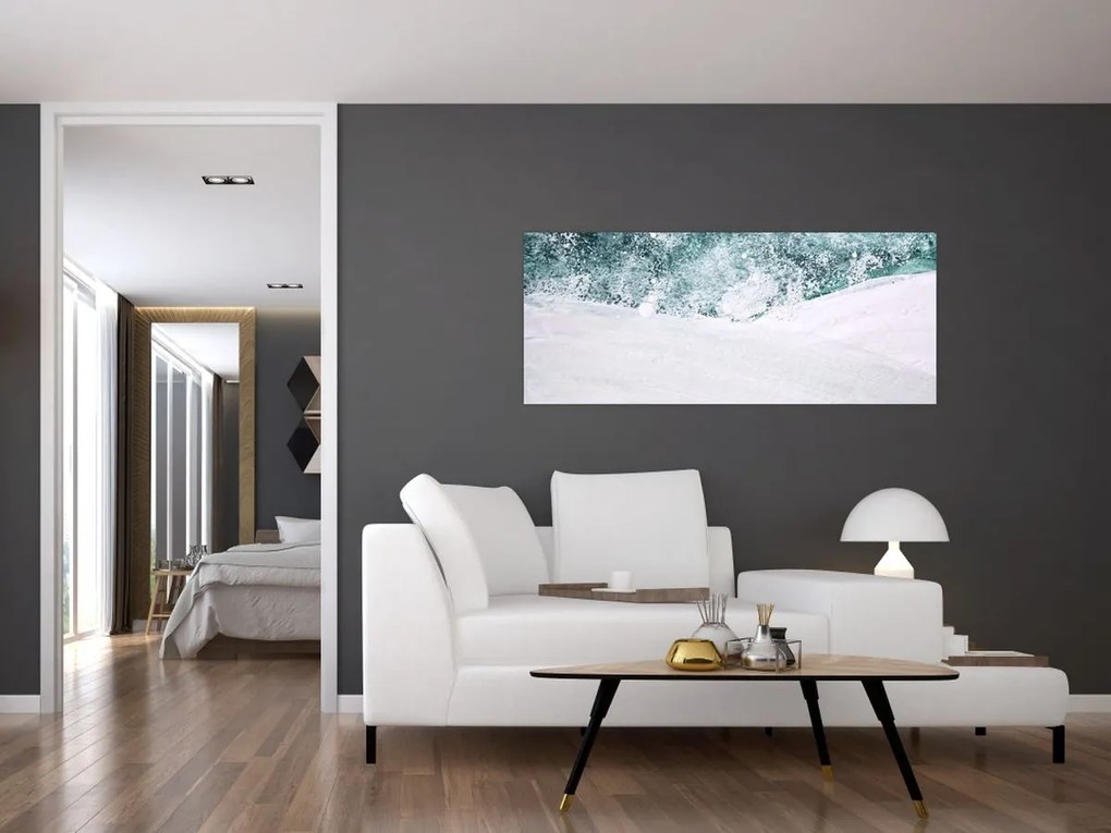 Obraz - Tyrkysová abstrakcia (120x50 cm)