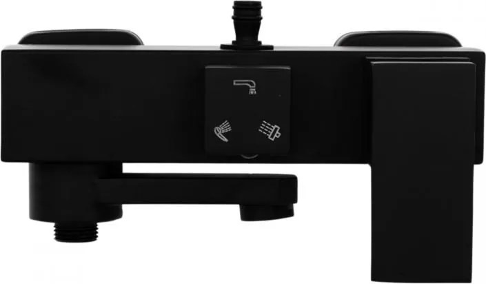 Erga Cube, sprchová batéria s vaňovým výtokom a horným pripojením sprchového stĺpu, 150 mm, čierna matná, ERG-YKA-BW.CB-BLK