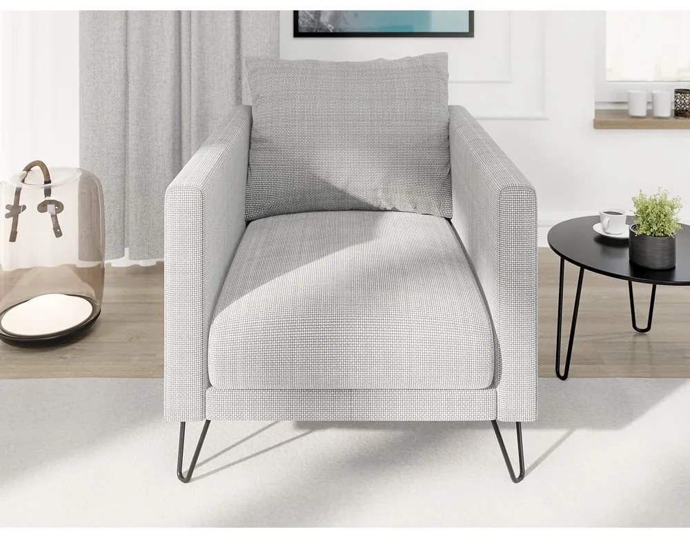 Svetlosivé ženilkové kreslo Freya – Ropez