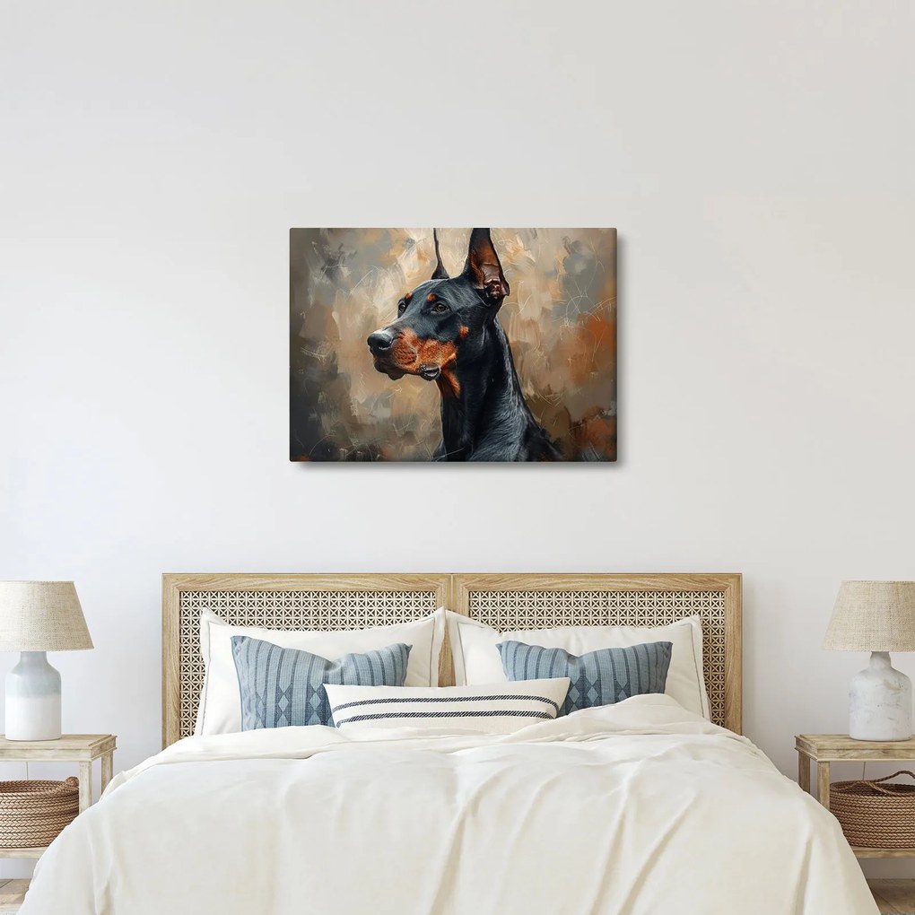 Obraz - Portrét Dobermana (70x50 cm)