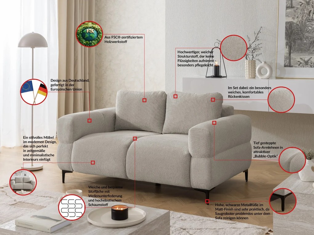 POHOVKA FLEUR 2 MIESTNÁ BÉŽOVÁ 154 cm