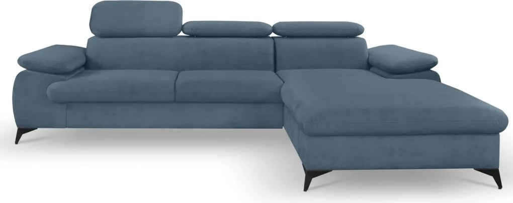 Rohová sedacia súprava Scala, denimovo modrá látka, pravý roh