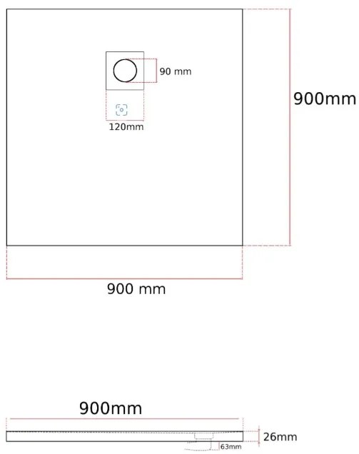 Gamma Erga Oldaf, SMC štvorcová sprchová vanička 90 x 90 cm, biela matná, ERG-GMA-OL-9090