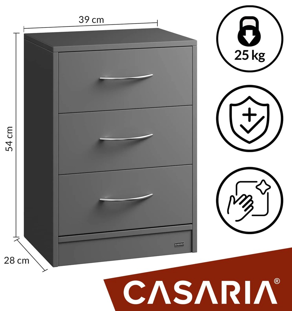 Casaria Nočný stolík ELOISE s podsvietením, 54x39x28cm, antracitová