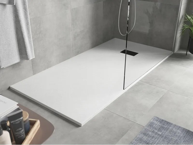 Mexen Hugo, obdĺžniková sprchová vanička SMC 170 x 90 cm, biela, čierna krytka, 42109017-B