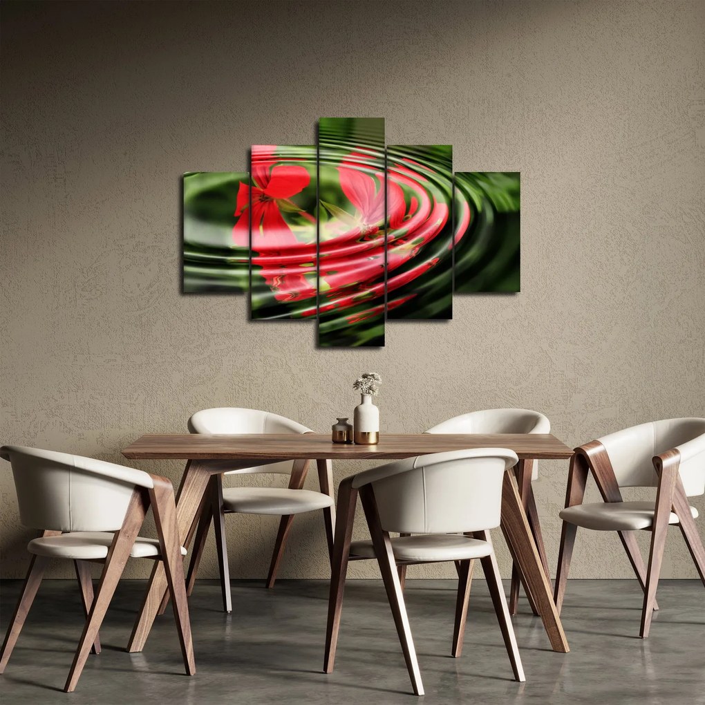 Abstraktný obraz - kvety vo vlnách (150x105 cm)
