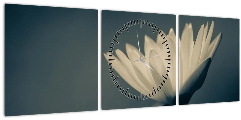 Obraz kvetu (s hodinami) (90x30 cm)