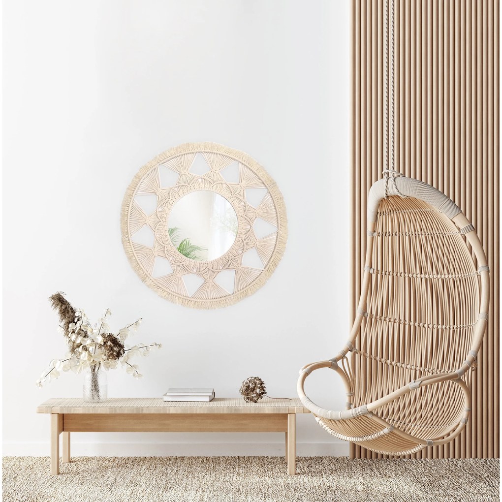 Dekorstudio Nástenné pletené zrkadlo BOHO 65cm