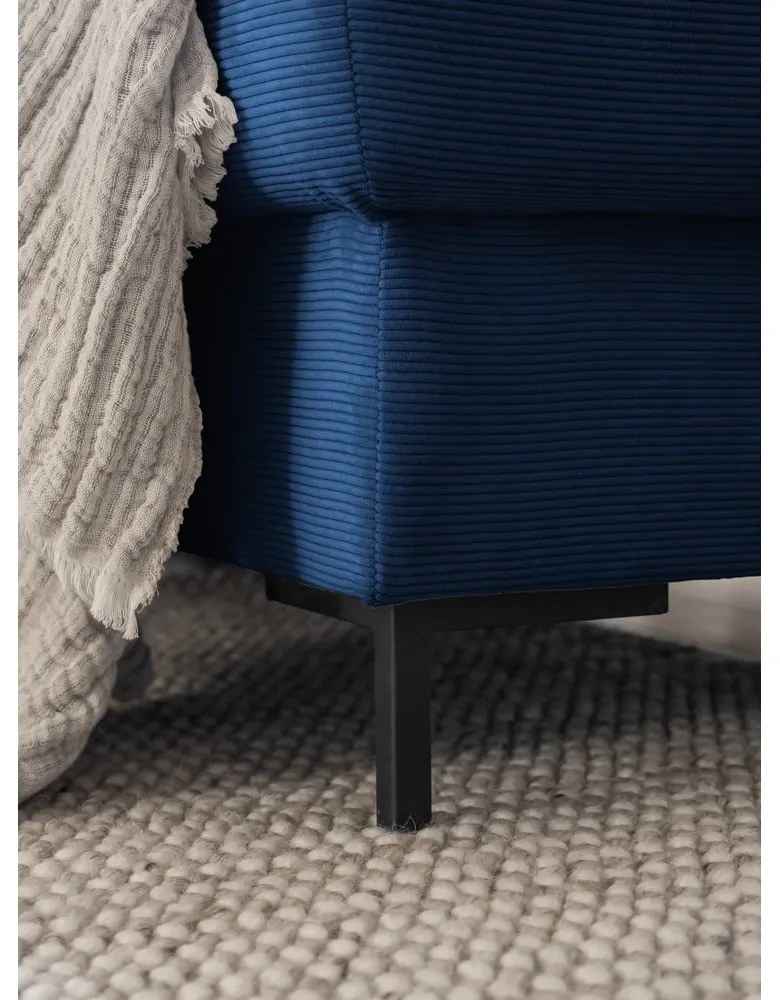 Tmavomodrá menčestrová rozkladacia rohová pohovka (pravý roh) Lofty Lilly – Miuform