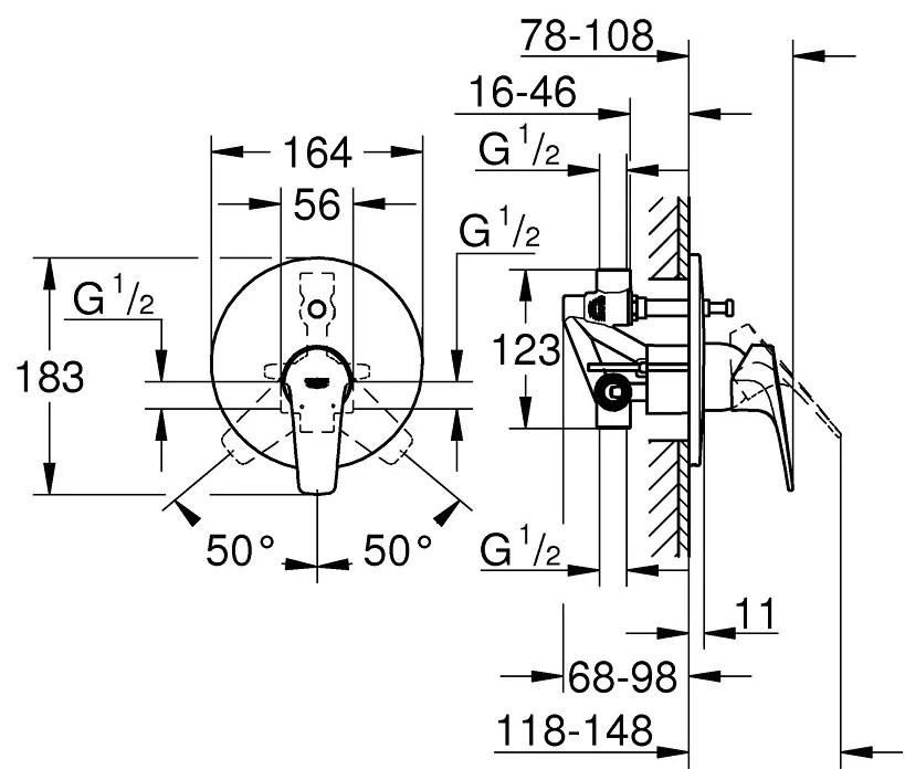 GROHE Start Flow - Páková vaňová batéria, chróm 29117000