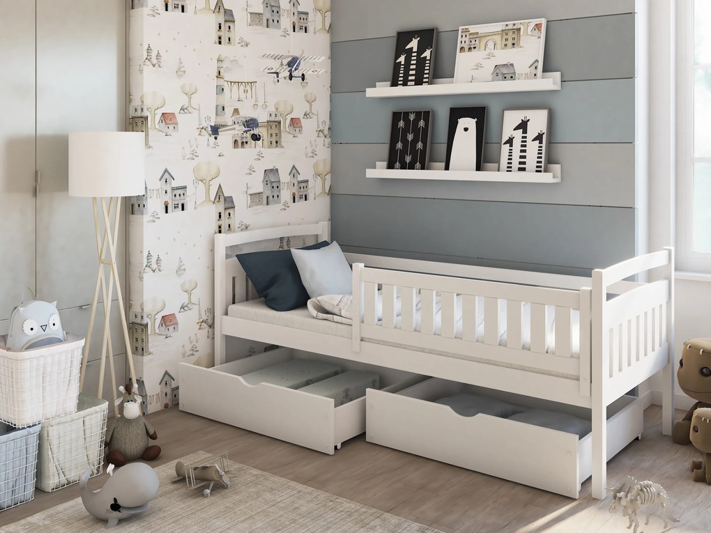 Detská posteľ 90 x 200 cm Tarra (s roštom a úl. priestorom) (biela). Akcia -10%. Vlastná spoľahlivá doprava až k Vám domov. 1012981