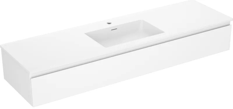 Mexen Orio, kúpeľňová skrinka 160 cm s umývadlom Otis, 1 zásuvka, biela matná, 91A10-16023-1-BF01-W18M01