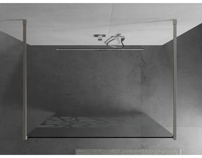 Mexen Kioto, sprchová zástena Walk-In 130 x 200 cm, 8mm číre sklo biely vzor, brúsená oceľ profil, 800-130-002-97-85
