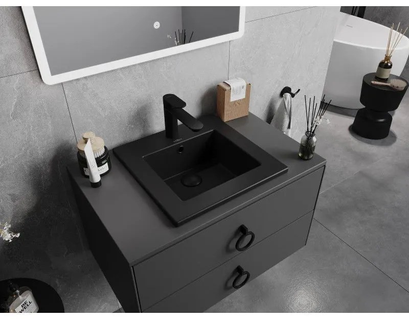 Mexen Atena, umývadlo na zapustenie do dosky 41 x 41 cm, čierna matná, 25014170